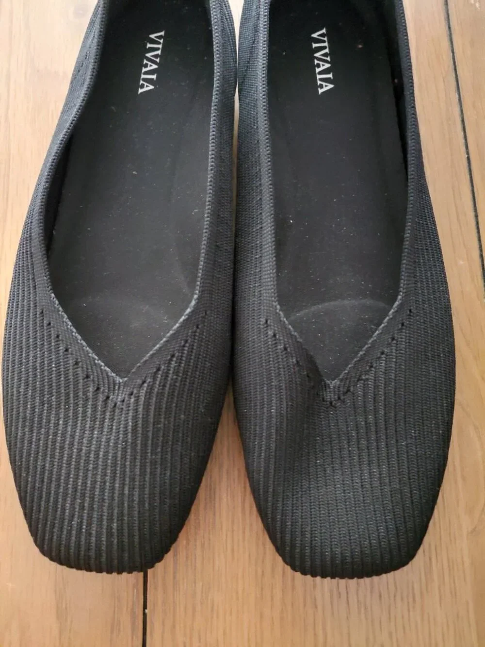 Vivaia Black Square Toe Margot Shoes Ballet Flats Flexible Size 7